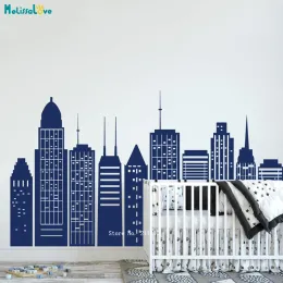 Aufkleber Großstadtscape Wall Decal Superhelden Themen -Raumdekoration Ideen Stadt Skyline Aufkleber für Home Poster Abnehmbarer YT4311