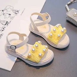 Sandały Dziewczęta grube sandały podeszwowe Dzieci Letnie Pearl Buty Eleganckie imprezę Princess Open-Toe Flats Sandals Child Mode Childrens