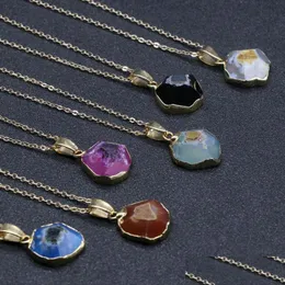 Collane a ciondolo Agate Irregar Collana della cornice per donne Stone naturale Chakra Gold Chaker Girls Girls Gioielle