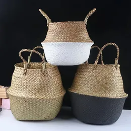 Plant seaweed basket toy storage basket home decoration laundry basket organic cocoa bamboo flower basin 240428