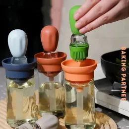 Accessories KEMORELA 150ml Baking Oil Bottle Silicone Glass Oil Container With Brush Barbecue Spray Bottle Oil Dispenser For Kitchen BBQ