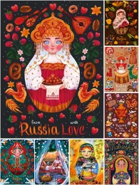 Ścieg 5d Diy Diamond Painting Rosyjska lalka Matryoshka Diament's Diament Diamond Hafdery Cross Stitch Kit Rhinestones Dekorat Mozaiki