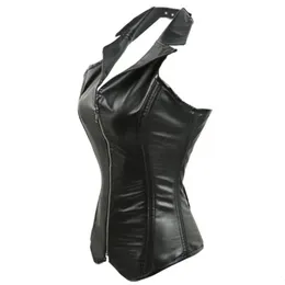 Leder eng anliegendes Korsett und sexy Damen Spitze Top Plus Größe Corsett Gothic Reißverschluss Taille Training Corset Top 240430