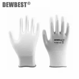 Gloves 24Pieces/12 Pairs Industrial Protective Work Safety Gloves Black Pu Nylon Cotton Glove with Garden DEWBEST Brand All Sizes