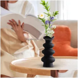 Vasen Keramikblume Vase eleganter Minimalismus moderne dekorative Einfach für Schrankregal Schreibtisch Herzstück Hochzeit Drop Lieferung Home G Dhxyi