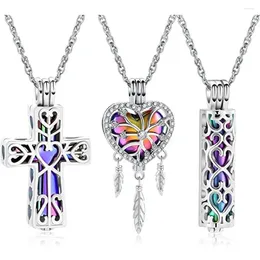 Pendant Necklaces 3 Pcs Urn Necklace For Human/Pet Ashes Keepsake Cremation Heart Cross Charm Stainless Steel