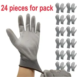 Gloves 12 Pairs Safety Protective Coated PU Work Gloves Palm Coated Glove Mechanic Working Gloves CE Certificated EN388 4131X