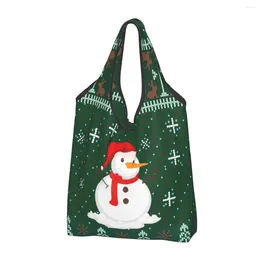 Stume da stoccaggio Funny Printing Christmas Snowman Shopping Tote Shopper Pulning Shopper Year Gnome Borse