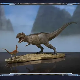 Andra leksaker Toshiba 1/20 T-Rex vs Atrociraptor Model Brass Dinosaur Staty Collector Animal Realistisk skrivbordsdekoration Gift Toyl240502