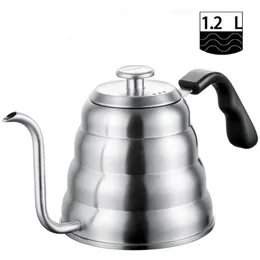 Stainless Steel Tea Coffee Kettle with Thermometer Gooseneck Thin Spout for Pour Over Coffee Pot Works on Stovetop 40oz 1 2L 161d