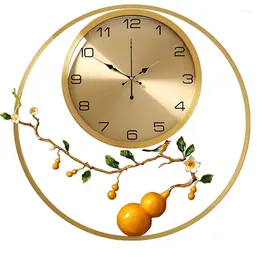 Orologi da parete Metal Silent Art Clock soggiorno moderno Soggiorno Golden Round Orologio Digital Regoj De Pared House Decor