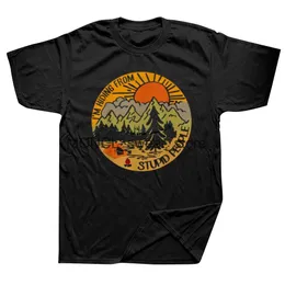 メンズTシャツは、PID People Camping Scenery Men Men Scomerable T Shirts特大の衣服緩んだショートSlve H240506から隠れています
