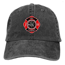 Ball Caps Summer Hip Hop Red Fire Department Badge Baseball Cap Adjustable Personality Outdoor Running Hat Truck Driver Unisex Gift