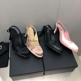 Chanelllies sandalo intrecciato c canali di seta cuoio slingback da 85 cm Pompe rotonde toppa tosta setosa donna shinny donne da donna a spillo tacchi da sposa scarpe da sposa lui lui