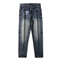 Jeans masculinos casuais de negócios, jeans frouxos nostálgicos, tamanho 40-48 para 100-142kg gordo