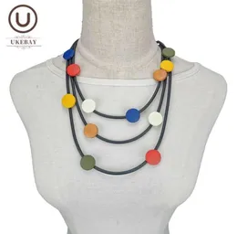 Chokers Ukebay Multicolorholz Halsketten Frauen Halskette Gummi Seil Gothic Schmuck Boho Kleidung Accessoires Pullover Ketten9513532