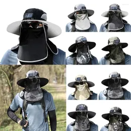 Berets Men Fisherman Hat Hat Cooling Fan Fan Hood Caping Caping Cap Full Wide Brim anti-UV Sunshde Outdoor 2024 C X5J3