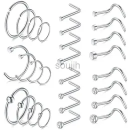 Body Arts Stainless steel 28PCS nose ring nail surgical steel nose piercing kit hypoallergenic nose piercing jewelry 20-gauge nose nail d240503