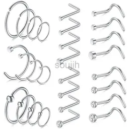 Body Arts Edelstahl 28pcs Nasenring Nägel chirurgischer Stahl Nasenpiercing Kit Hypoallergene Nase Piercing Schmuck 20-Gauge Nagel Nagel D240503