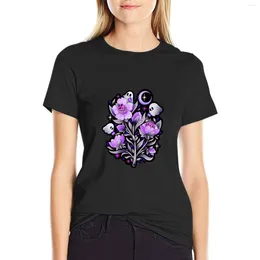 Polos femminile Halloween Floral Ghost Plant with Ghosts T-shirt Abbigliamento femmina Plus Tops Tops Black T-shirt for Women