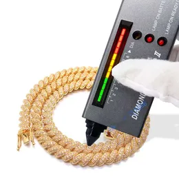 8 mm Moissanite Neck's Neck's Necklace Gold VVS Moissanite Diamond Cuban Link Rope Chain