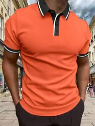 Erkek Polos Moda Özel Kontrast Yakası Yaz Slim Slim Fit T-Shirt Işık Olgun Olgun Kısa Kısa Kollu Polo Gömlek