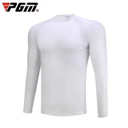 Herren Polos PGM Mens Sun Protection Hemd Unterwäsche Langes Slve Hemd Kühlung Ice Silk T-Shirts Anti-UV-Weichkleidung für Männer Y240506