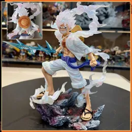Action Toy Figures 28cm One Piece Anime Figure Gear 5 Nika Monkey D. Luffy Wink Thunderbolt Fighting Form Action Figure Staty Model Toys Gift T240506