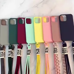 Prosty crossbody wisząca lina anty kroplowa obudowa telefoniczna dla 15/14 Pro Max XR 11 Silikonowa miękka obudowa Apple 13