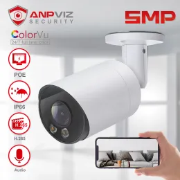 Sistema ANPVIZ 5MP Poe colorvu IP Câmera Starlight Bullet Câmera CCTV 30m IR Mic IP66 H.265 Danale