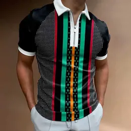 Men Polos 2023 Summer Fashion City قابلة للتنفس قميص بولو قميص مخطط مخطط قصير القمامة رجال رجال غير رسمية كاميرا رياضية رفيعة