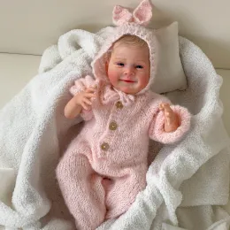Puppen NPK 19inch wiedergeborene Babypuppe bereits bemalt Sebastia Wach Neugeborene Babygröße 3D Haut sichtbare Venen Sammlerkunstpuppe