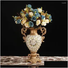 Vaser europeisk lyxig diamant high-end harts vas konstgjord blomma konst sovrum sovrum tillbehör hantverk bokhylla skåp dekorati dhh8y