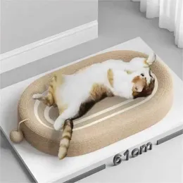 Kattbäddar möbler 61 cm oval sisal katt skrapbräda stora husdjur husdjur möbler katter hundar sovande säng slitstarka föremål husdjur leksaker leveranser