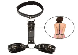 2022BDSM Bondage Antiback Handschellenkragen Manschettenband Slave Rollenspiel Leder Neck Bondage SM Games Handschellen Fetisch erotische Toy6898561