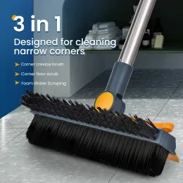 Brushes 3 in 1 Floor Scrub Brush 180 Degree Rotation with Adjustable VShaped Broom Long Handle Bathroom Kitchen Floor Crevice Cleaning