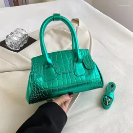 Evening Bags Luxury Women Glossy Alligator Print Leather Party Tote Designer Green Chain Shoulder Bag Crossbody Handbags And Purses