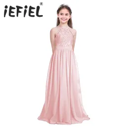 Klänningar Little Girls Kid/Children Pearl Pink Flower Girl Dresses First Commonion Dress for Wedding Bridesmaid och Födelsedagsformellt parti