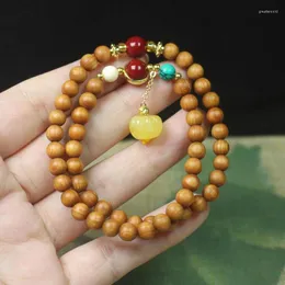 Strand Mature Material Cypress 6mm Double Circle Bracelet Pumpkin Pendant Style Crafts Ornament