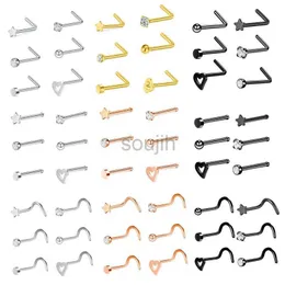 Body Arts 6pcs/Set 20G Mode Nase Septum Piercing Stollen Set Edelstahl Nase Septum Bods Body Piering Schmuck für Nasenpiercing D240503