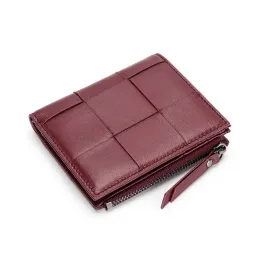 Wallets Wallets New Fashion Wallets for Women Woven Sheepskin Genuine Leather Short Wallet Designer Female Billfold Chic Coin Purse Card H