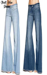 بالإضافة إلى الحجم الزائد الزاهي الطويل الزواج الجينز 4XL Spring Vintage Slim Fit Wide Leg Pants Women Lowrise Big Bell Bottonsers H5279135