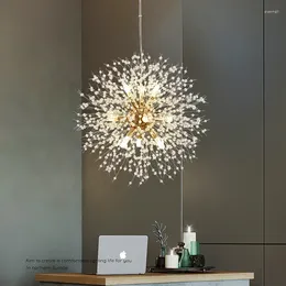 Chandeliers Modern Dandelion LED Chandelier Round Simple Living Room Dining Bedroom Home Decoration Art Crystal Light