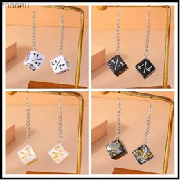 Dangle Chandelier Aihua Acrylic D6 Mathematical Calculation Dice Earrings Personalized DND RPG Game Props Digital Dice Long Pendant Earrings XW