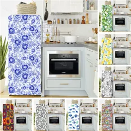 Adesivos tamanho personalizado papel de parede 3d no refrigerador adesivo adesivo adesivo de parede de flor de flor de decalque frigorínea de capa de capa completa mural para cozinha