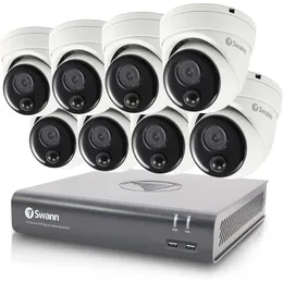 Swann 8 Channel Home DVR Security Camera System com HDD de 1 TB, 8 câmeras de cúpula, vídeo HD Full HD 1080p, vigilância interna/externa, detecção de movimento de calor