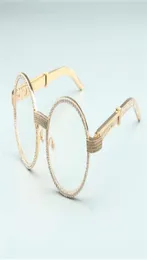 2020 새로운 천연 다이아몬드 스테인레스 스틸 레그 안경 7550178 고품질 전체 다이아몬드 유리 프레임 크기 5522140mm3520226