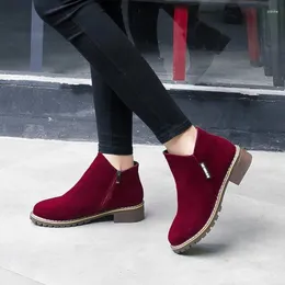 Boots Mazefeng Women Suede Winter 2024 Ladies Ankle Booties Round Toe Solid Motorcycle Casual Botas Mujer