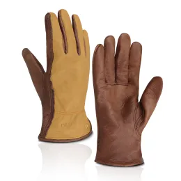 Rękawiczki brązowe skórzane rękawiczki, wytrzymałe podwórko skórzane rękawiczki do uprawy ogrodniczej rolnictwa
