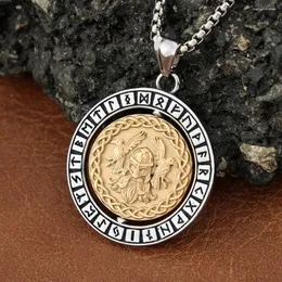 Naszyjniki wiszące projekt nordycki runę stal nierdzewną męski naszyjnik Wiking Creative Skandynawski biżuteria hurtowa akcesoria biżuterii